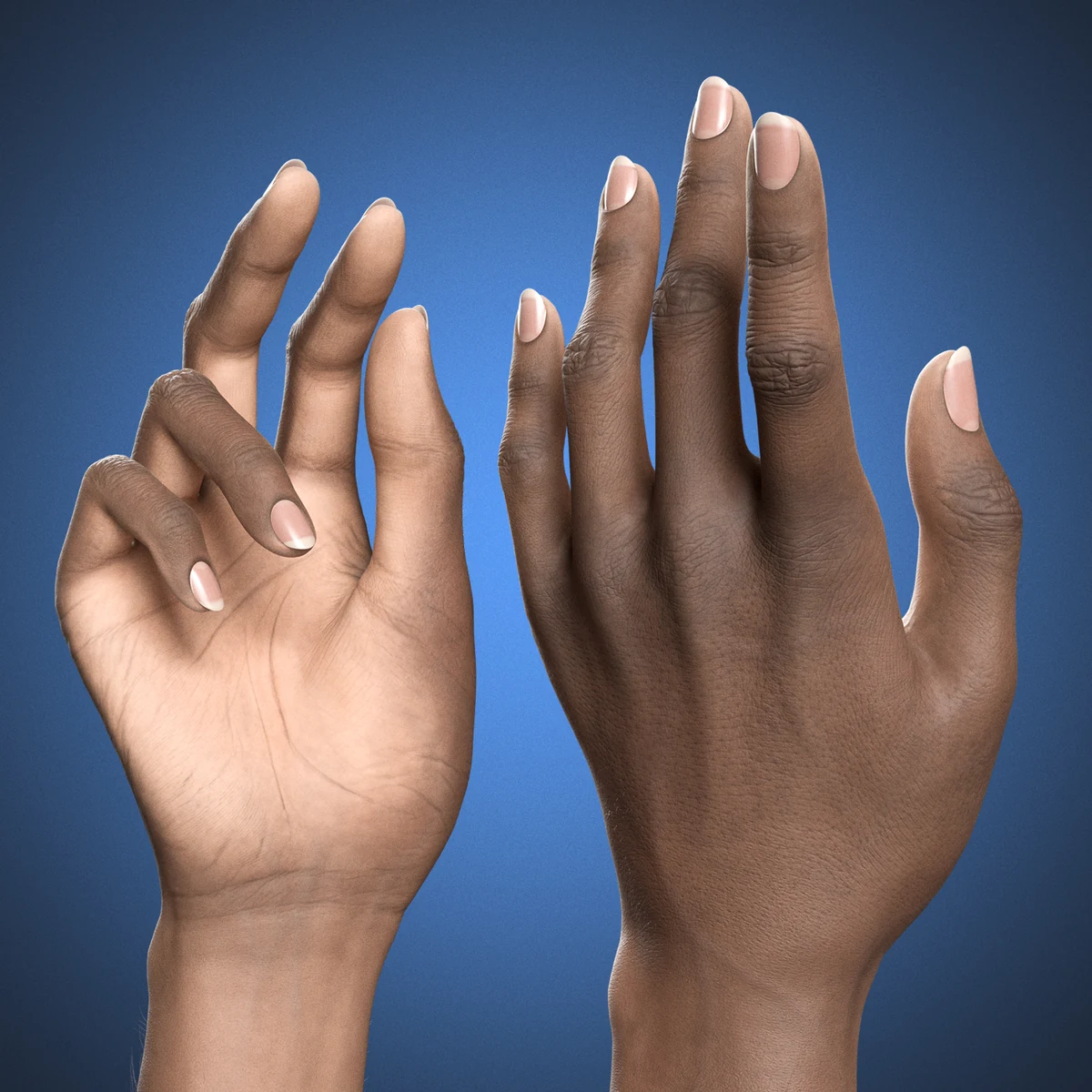 V-ARM 03 Realistic Female Hands Dark Skin Blender Rig