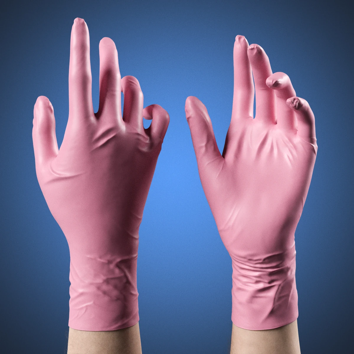 V-ARM 04 Realistic Female Hands in Nitrile Gloves Blender Rig